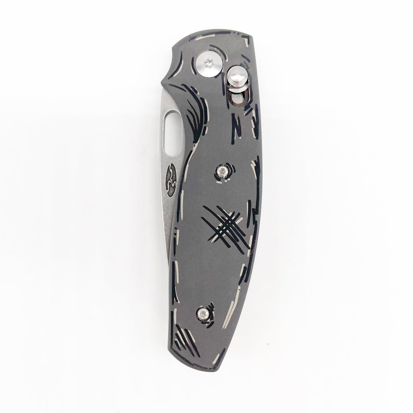 Three Rivers Mfg Bulldog Riverlok 3.2in Magnacut Blade Titanium Gray Cel Shade Finish