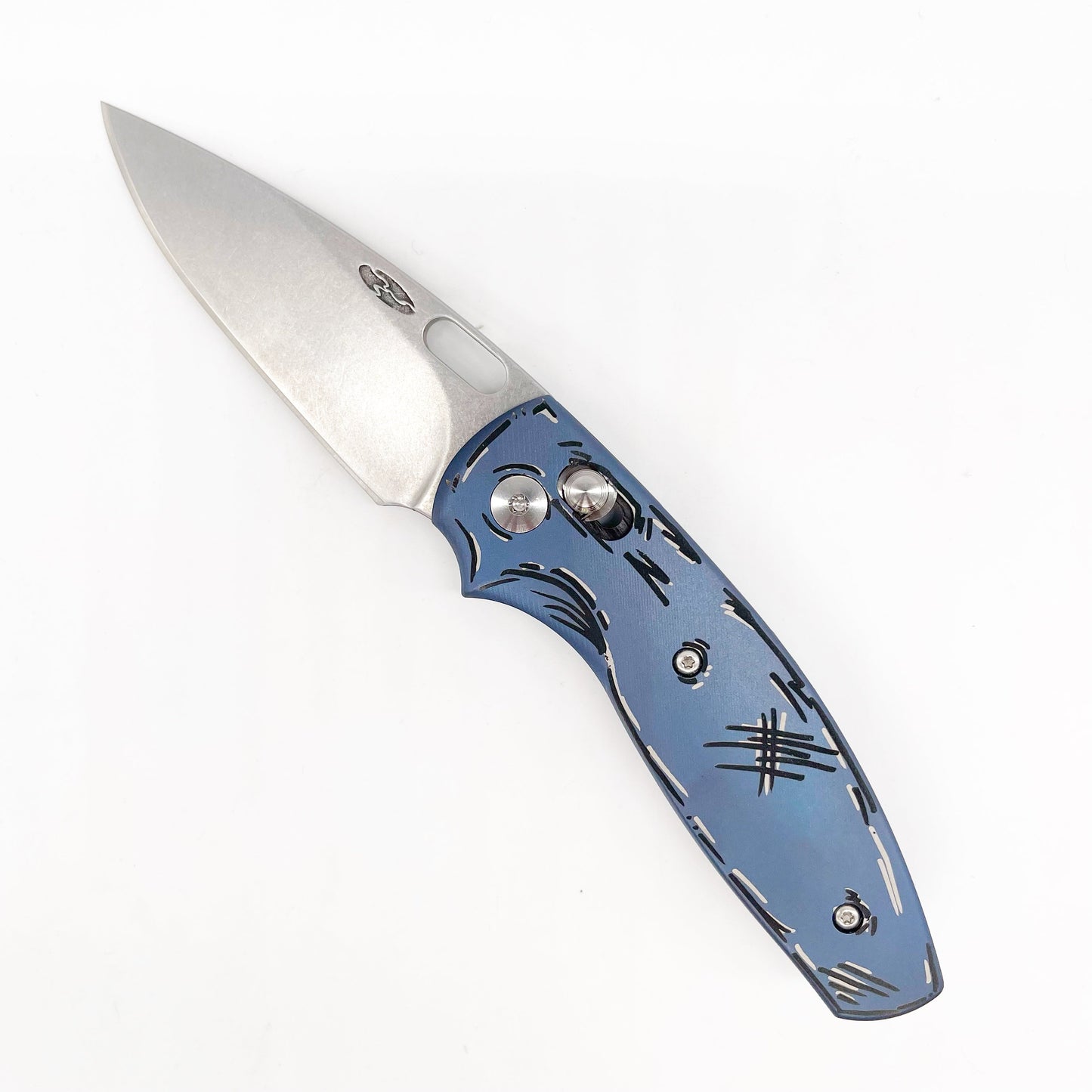 Three Rivers Mfg Bulldog Riverlok 3.2in Magnacut Blade Titanium Blue Cel Shade Finish