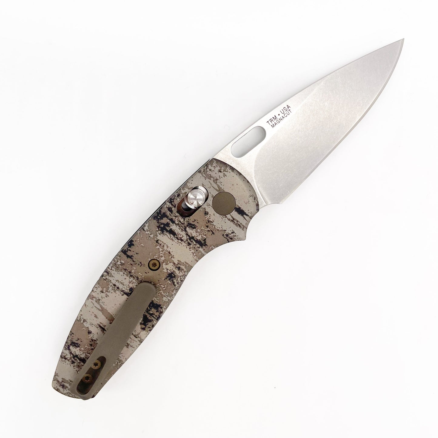Three Rivers Mfg Bulldog Riverlok 3.2in Magnacut Blade Titanium Handle w/ Way Of Knife Digi Camo Handles