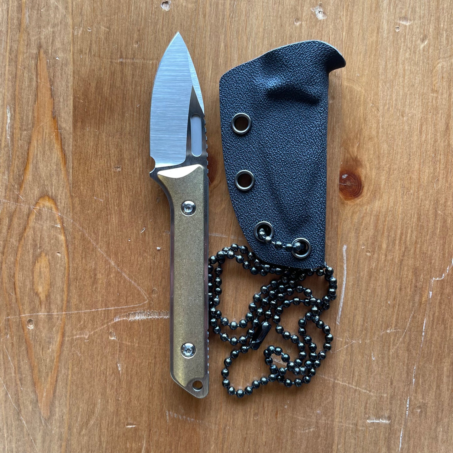 Griffin Scout Medic Fixed Blade 1.65in Satin Magnacut Steel Stonewashed Brass Handle