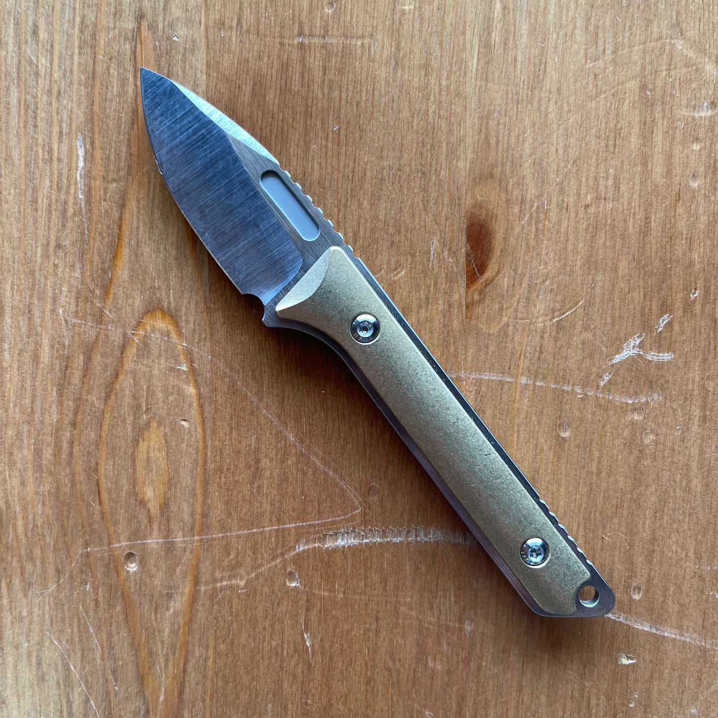Griffin Scout Medic Fixed Blade 1.65in Satin Magnacut Steel Stonewashed Brass Handle