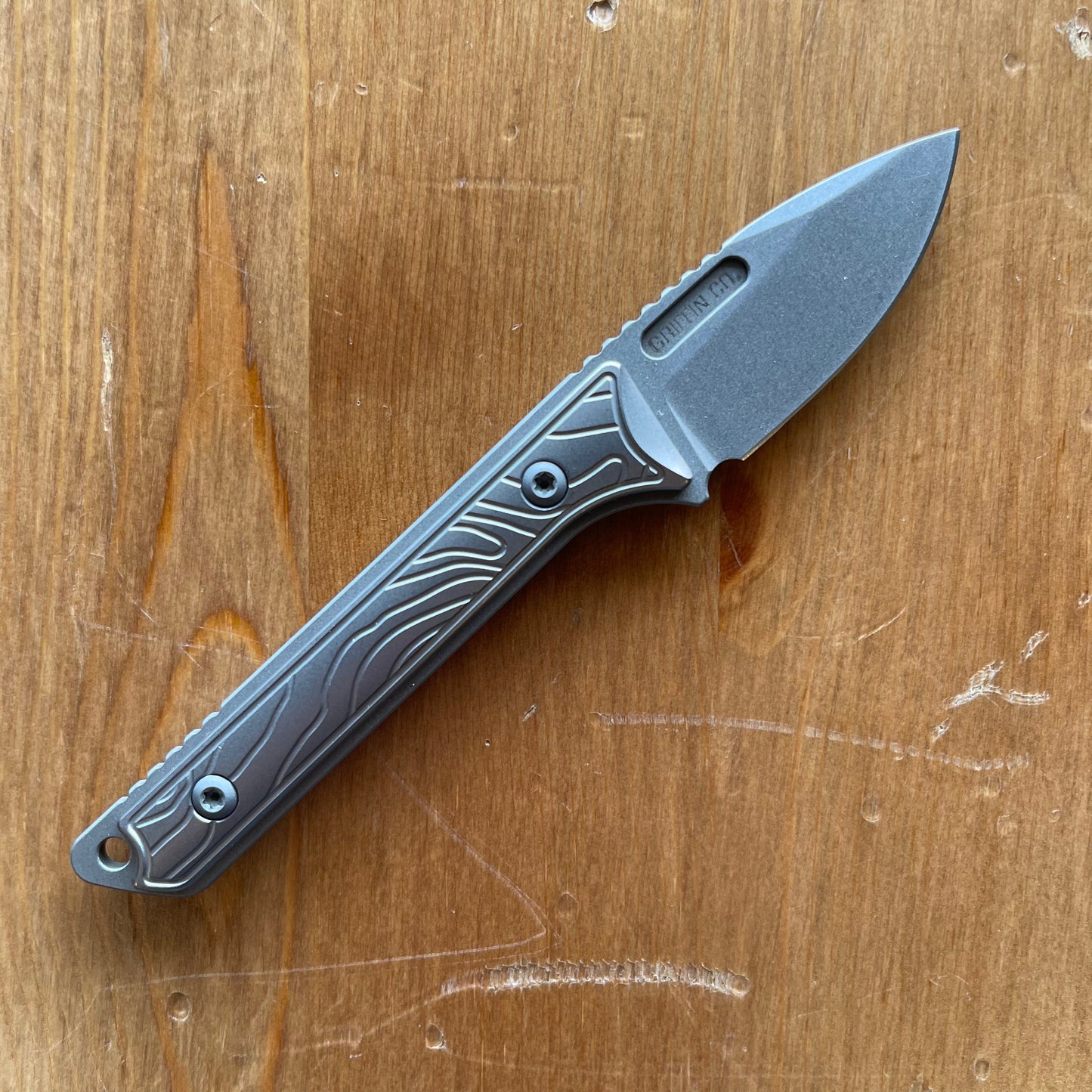 Griffin Scout Medic Fixed Blade 1.65in Stonewash Magnacut Steel Topo Titanium Handle