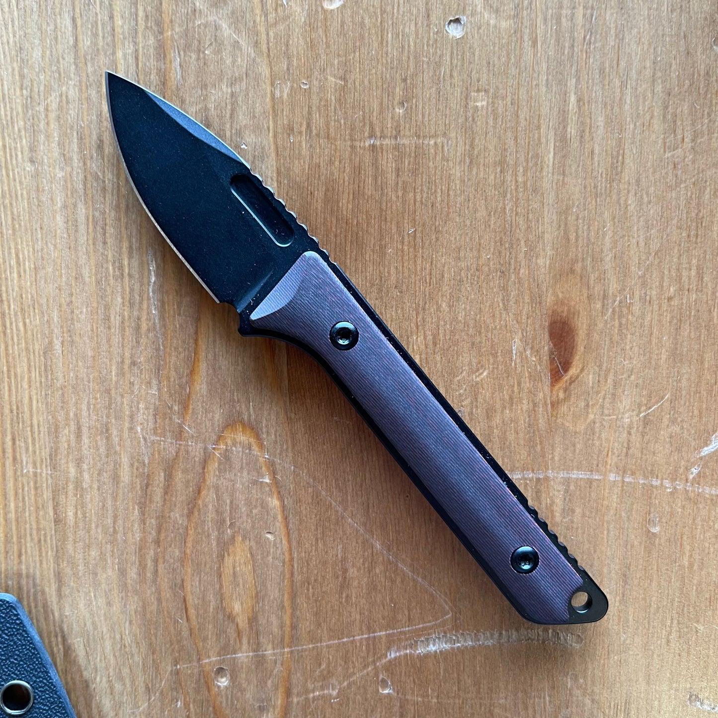 Griffin Scout Medic Fixed Blade 1.65in Black DLC Magnacut Steel Burgundy Carbon Fiber Handles