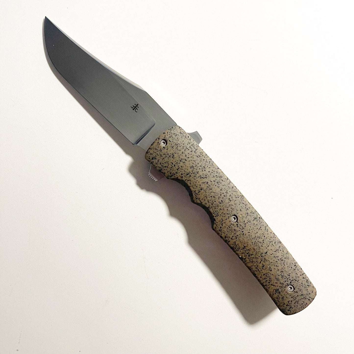 Clark Custom Knives Model 55 3.5in CPM 154 Blade Brown Grip Tech Handle