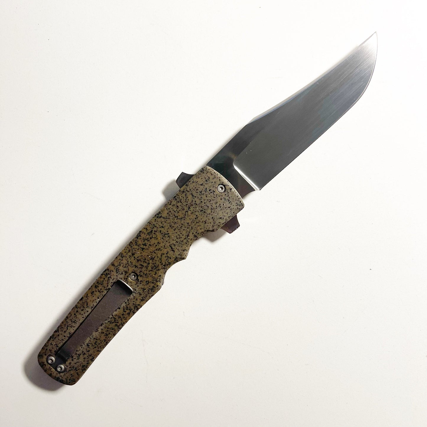Clark Custom Knives Model 55 3.5in CPM 154 Blade Brown Grip Tech Handle