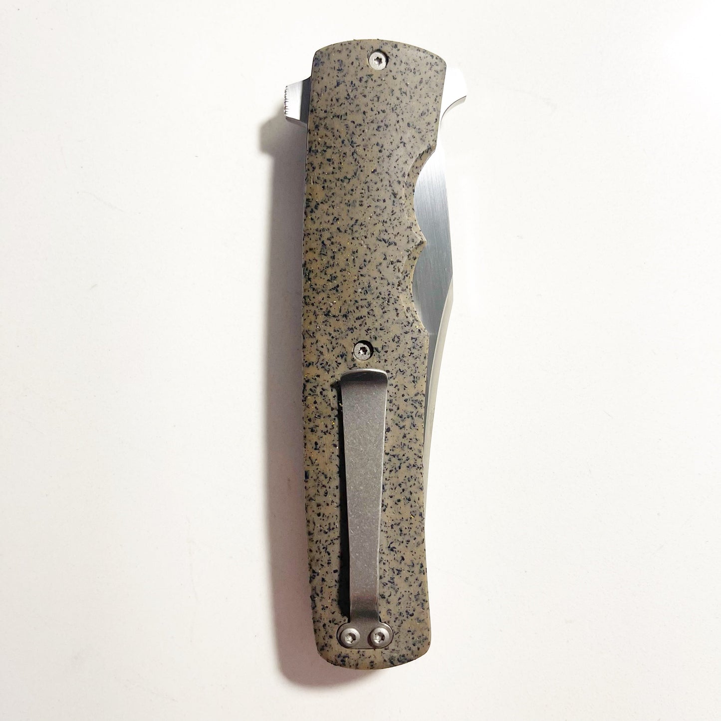 Clark Custom Knives Model 55 3.5in CPM 154 Blade Brown Grip Tech Handle