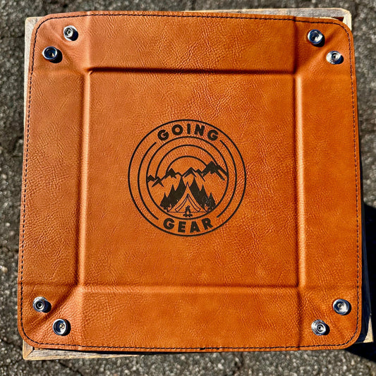 Leather Valet Tray - Going Gear Logo 6"x 6"