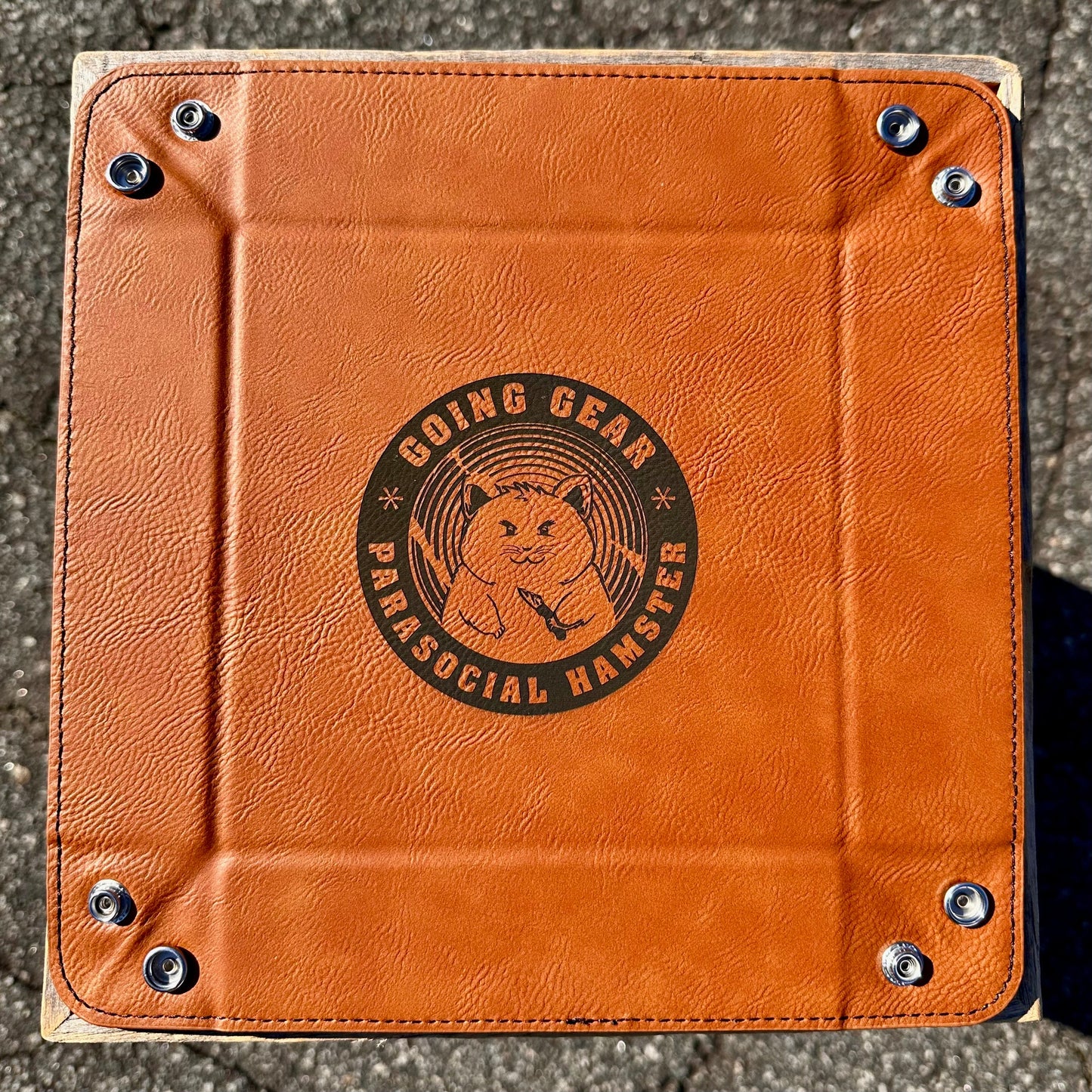 Leather Valet Tray Hamster Logo 6"x6"