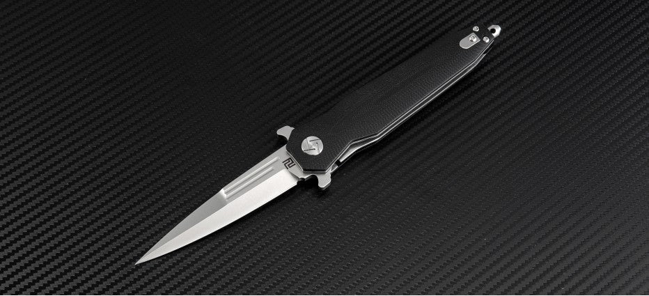 Artisan Cutlery Hornet Liner Lock Knife Black G-10 Curve (3.54" SW D2)