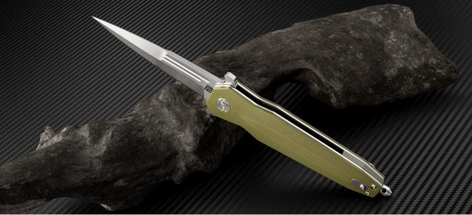 Artisan Cutlery Hornet Liner Lock Knife Green G-10 Curve (3.54" SW D2)