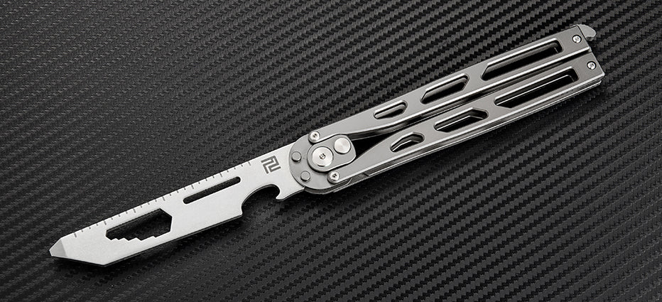 Artisan Cutlery Kinetic-Tool Automatic Butterfly Tool Gray Ti (4" SW 8CR)