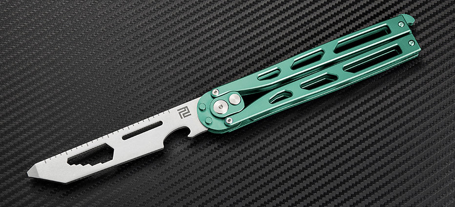 Artisan Cutlery Kinetic-Tool Automatic Butterfly Tool Green Ti (4" SW 8CR)