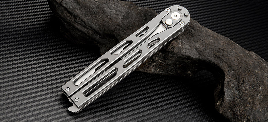 Artisan Cutlery Kinetic-Tool Automatic Butterfly Tool Gray Ti (4" SW 8CR)