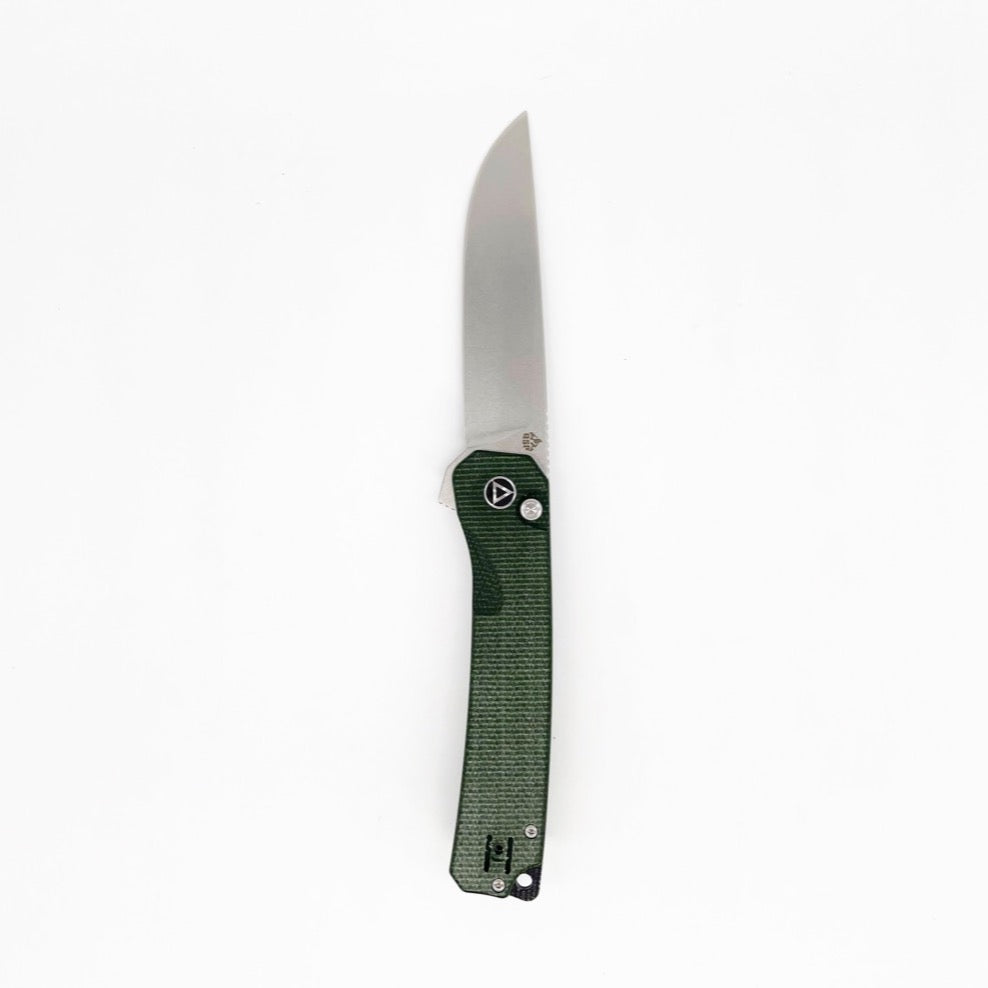 QSP XL Osprey Button Lock Folding Knife 3.65in D2 Steel Micarta Handles - Green