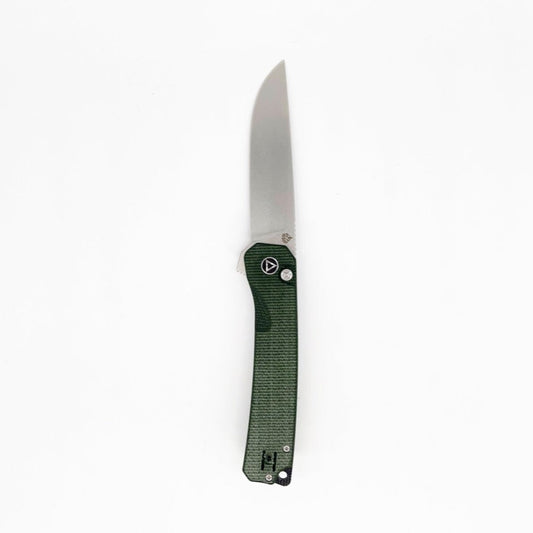 QSP XL Osprey Button Lock Folding Knife 3.65in D2 Steel Micarta Handles - Green