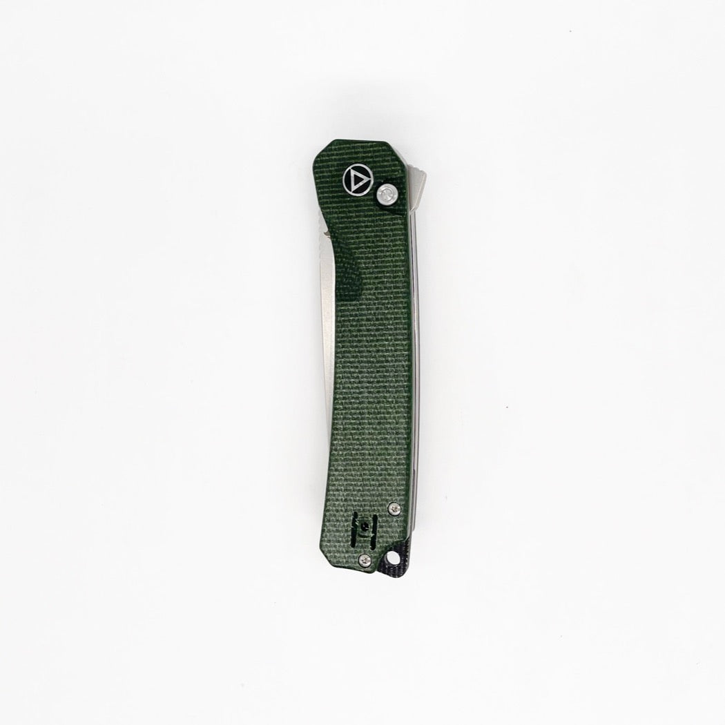 QSP XL Osprey Button Lock Folding Knife 3.65in D2 Steel Micarta Handles - Green