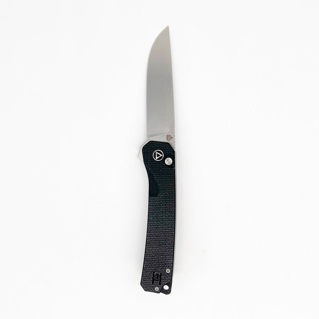 QSP XL Osprey Button Lock Folding Knife 3.65in D2 Steel Micarta Handles - Black