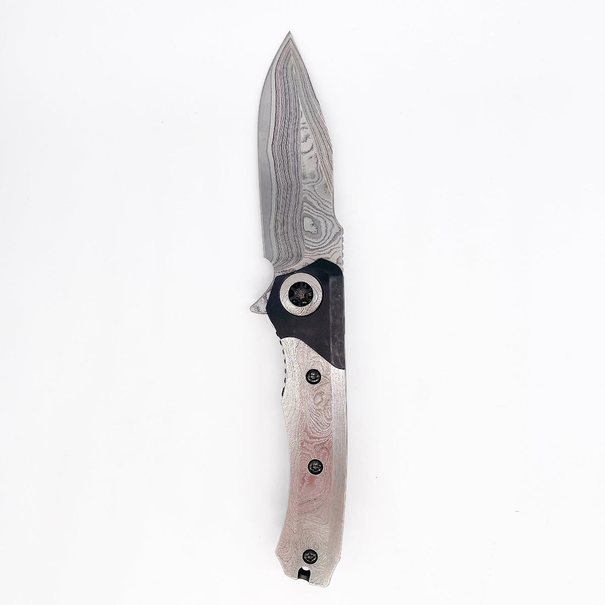 Heretic Knives Wraith Manual Folding Knife HG Vegas Forge Wood Grain San Mai SE Blade DLC Titanium w/ Vegas Forge Wood Grain Handles