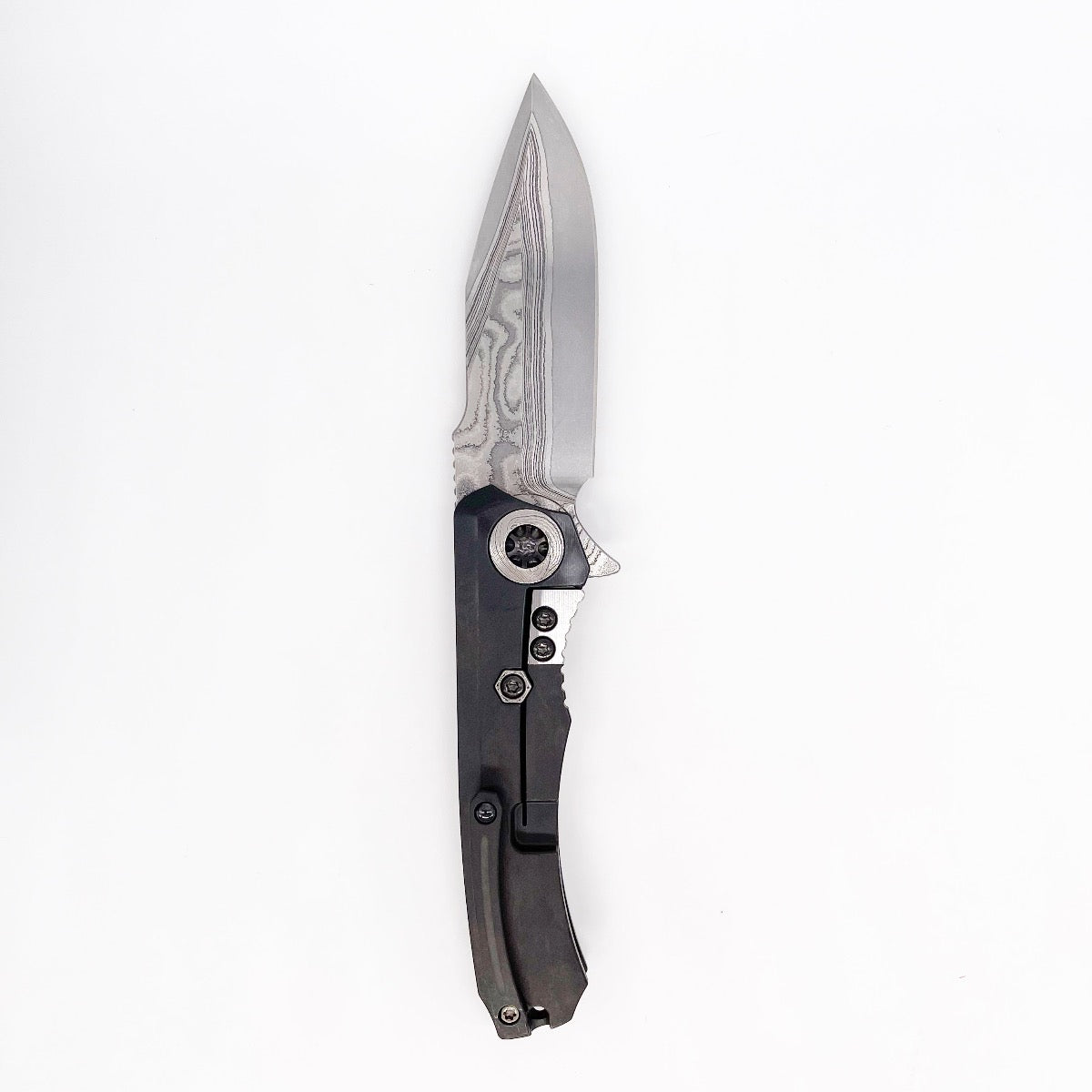 Heretic Knives Wraith Manual Folding Knife HG Vegas Forge Wood Grain San Mai SE Blade DLC Titanium w/ Vegas Forge Wood Grain Handles