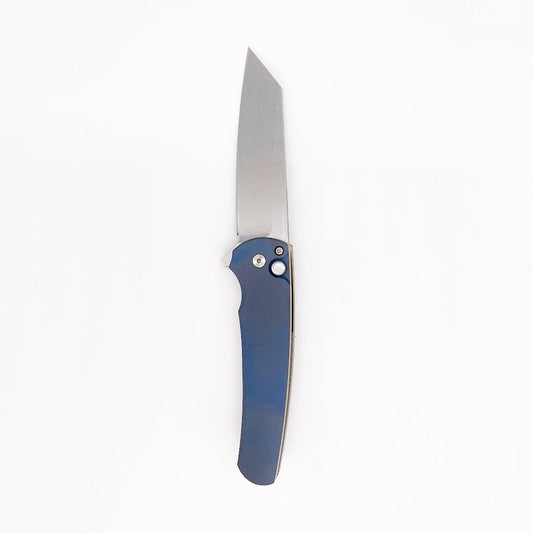 Pro-Tech 2023 Malibu Custom 006 Folding Knife Matte Blue and Satin Bronze Anodized Ti Handle 20cv Stonewashed Blade