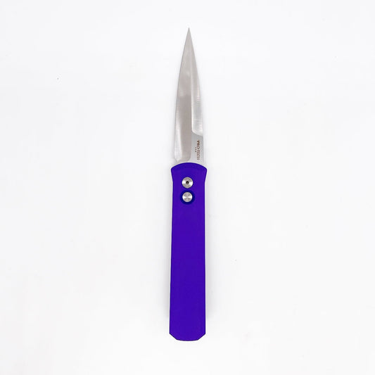 Pro-Tech Godfather Auto Folding Knife Purple Aluminum Handle Satin 154cm Blade