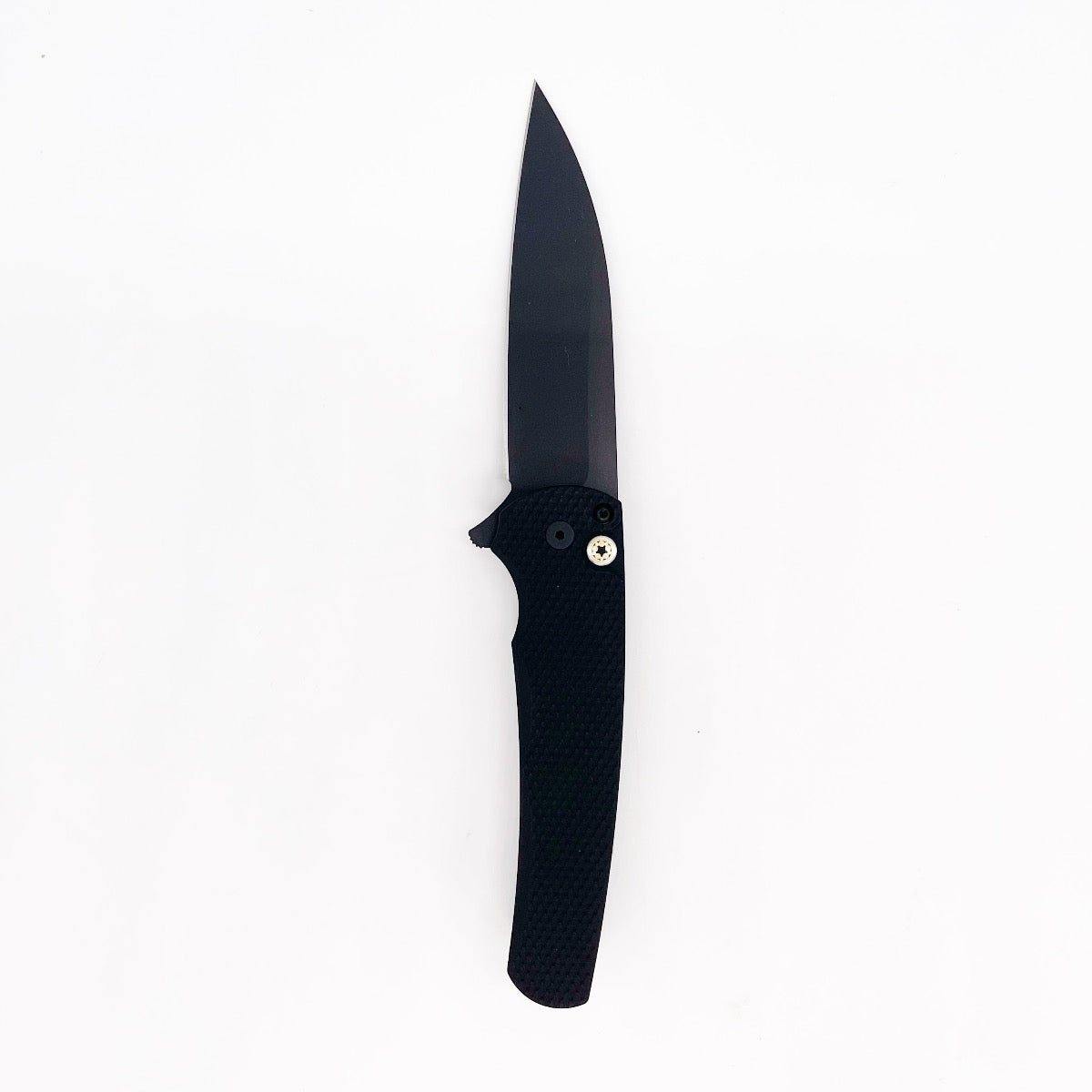 Pro-Tech 5306 Malibu Blade Show 2023 Exclusive Black Textured Handles Mosaic Pin Button DLC Magnacut Blade