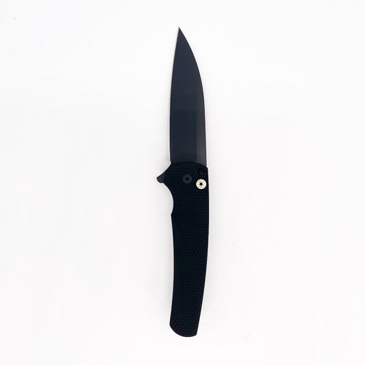 Pro-Tech 5306 Malibu Blade Show 2023 Exclusive Black Textured Handles Mosaic Pin Button DLC Magnacut Blade