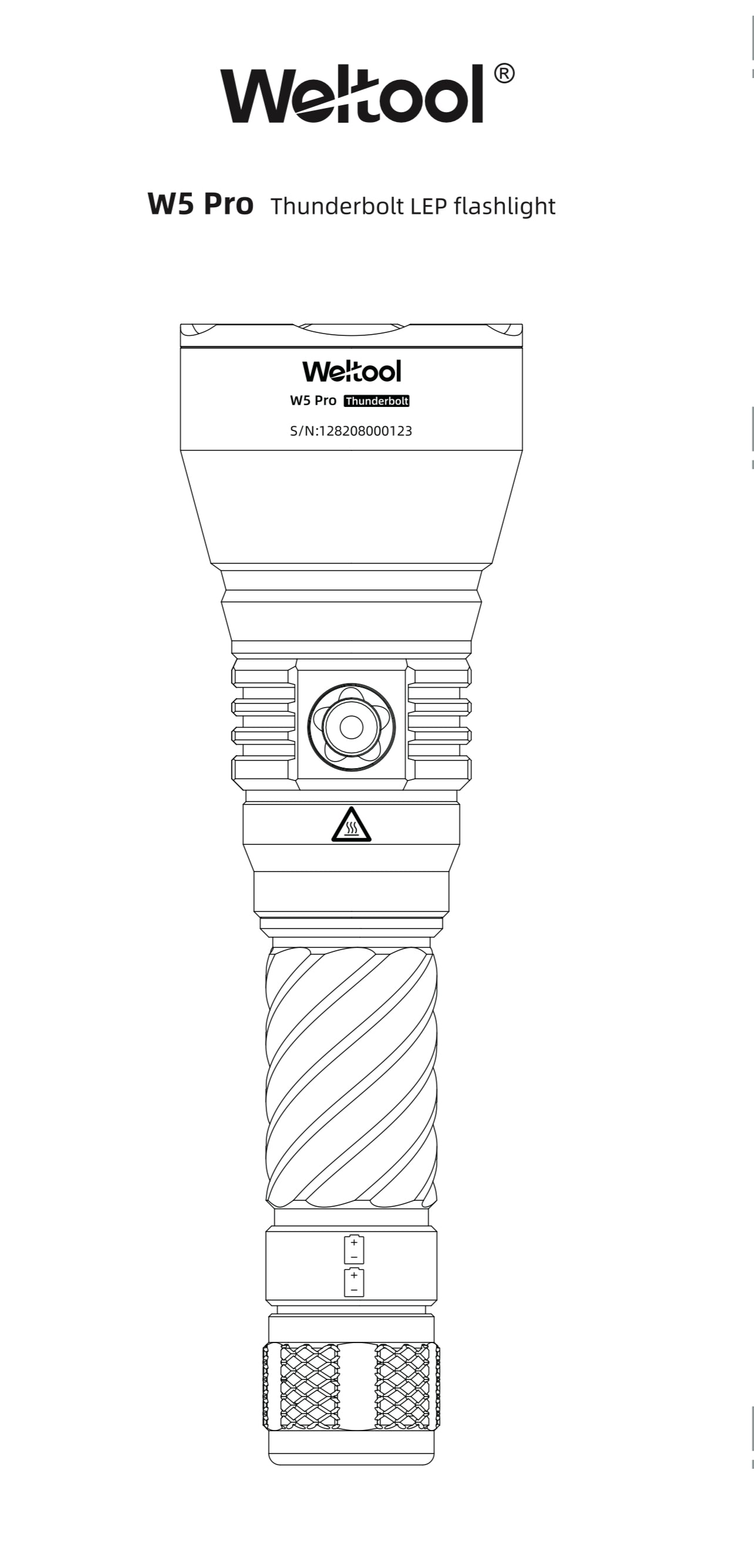 Weltool W5 Pro LEP Search Light 990 Lumens 2.02million Candela Batteries Included my