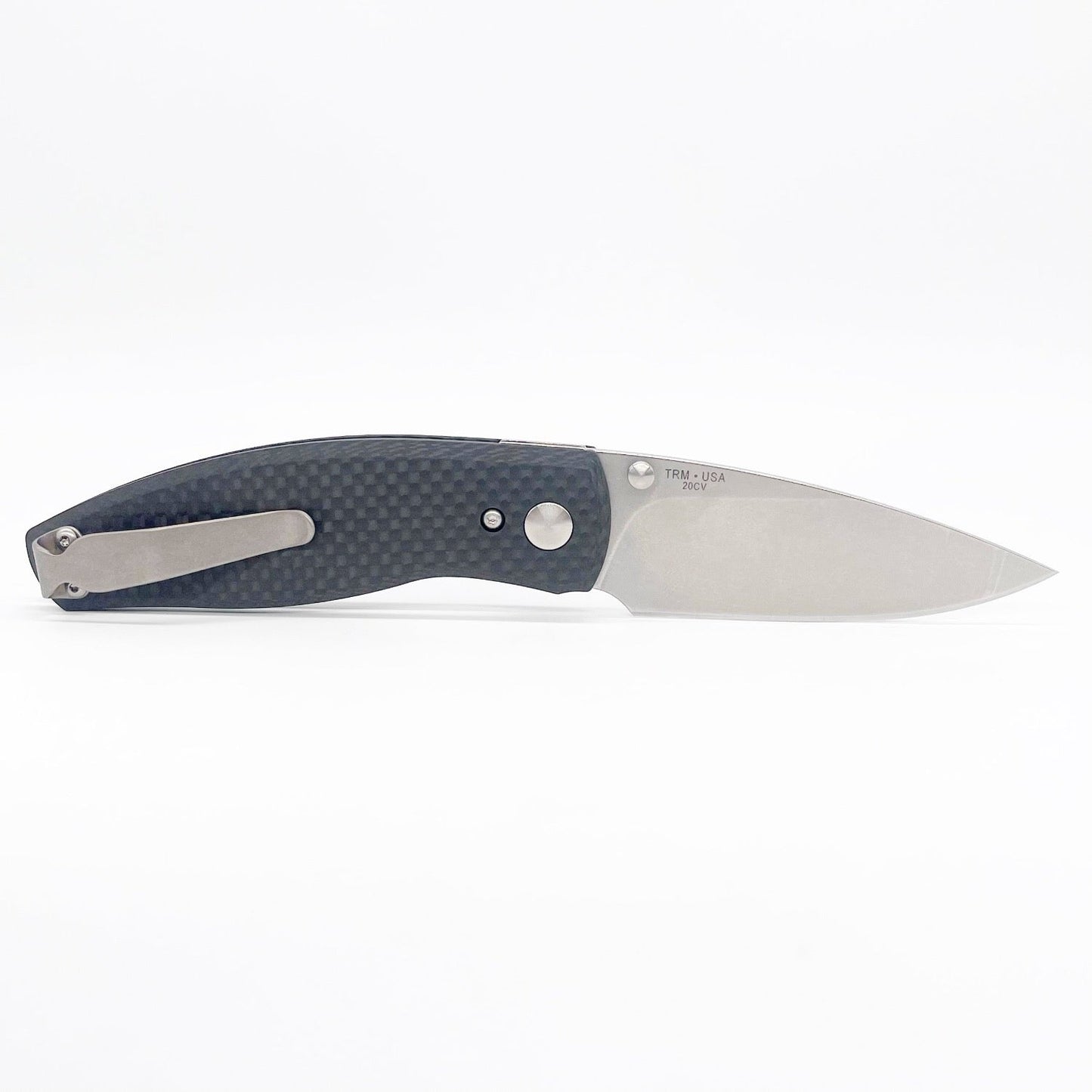 Three Rivers Mfg Neutron 2 Folding Knife 3in CPM 20CV Steel Carbon Fiber Handles