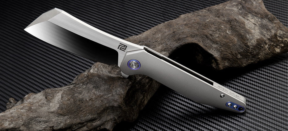 Artisan Cutlery Osprey Frame Lock Knife Grey Ti (3.74" Satin S35VN)