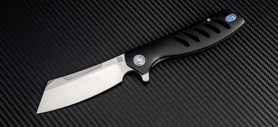Artisan Cutlery Tomahawk Frame Lock Knife Black Titanium (3.14" Satin M390)