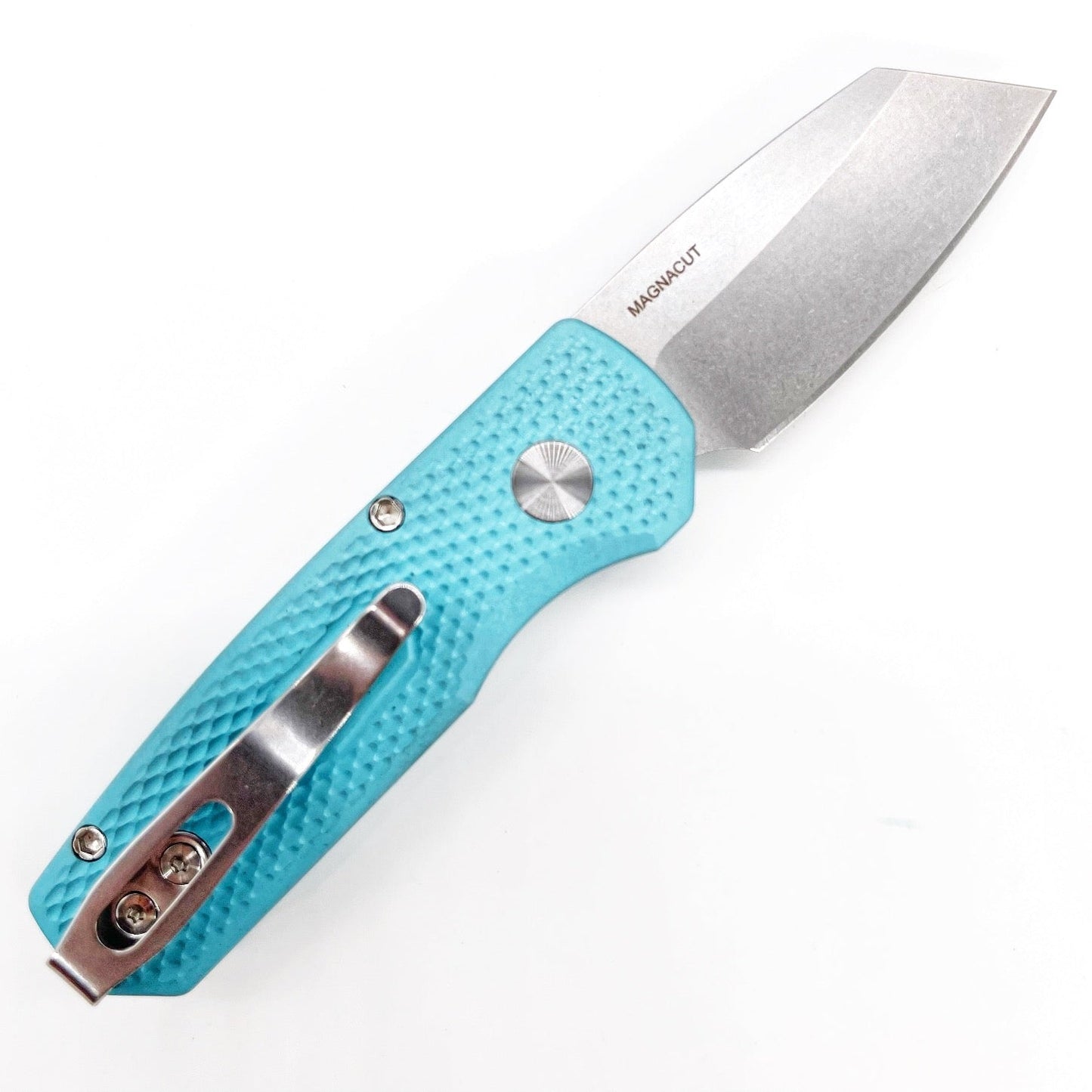 Pro-Tech R5405-T.BLUE Runt 5 Tiffany Blue Aluminum Handle Stonewashed Magnacut Blade