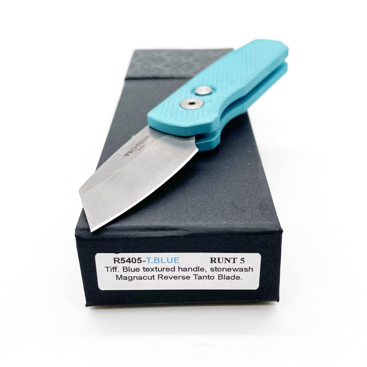 Pro-Tech R5405-T.BLUE Runt 5 Tiffany Blue Aluminum Handle Stonewashed Magnacut Blade