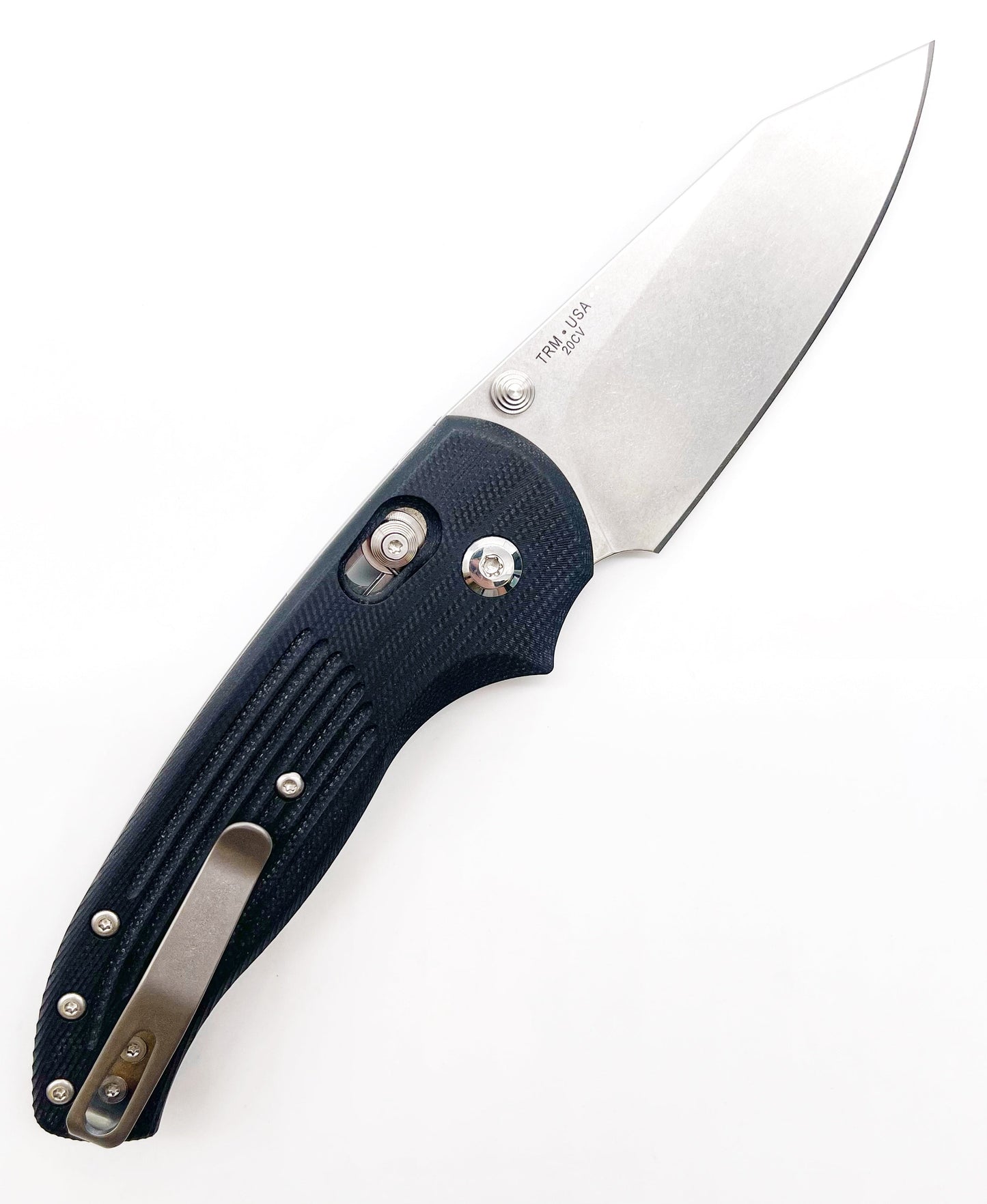 Three Rivers Mfg 2 Dot Shadow Folding Knife G10 3D Contoured Handles - Jet Black / Slate Gray