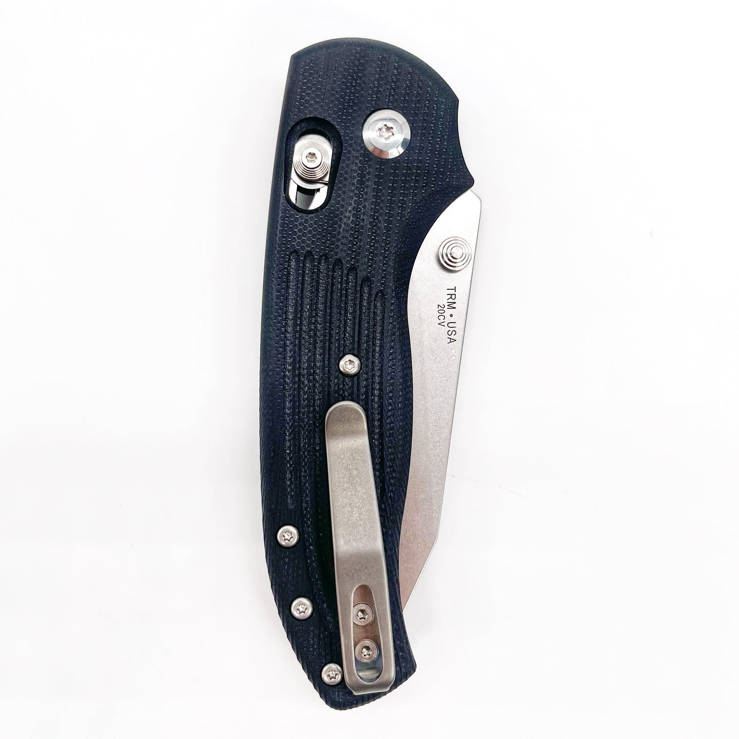 Three Rivers Mfg 2 Dot Shadow Folding Knife G10 3D Contoured Handles - Jet Black / Slate Gray