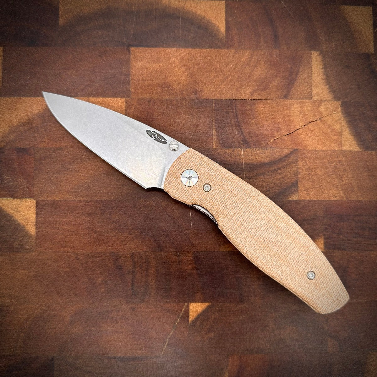 Three Rivers Mfg Neutron 2 Natural Canvas Micarta 3D Contoured Lizard Skin Handles Magnacut Steel