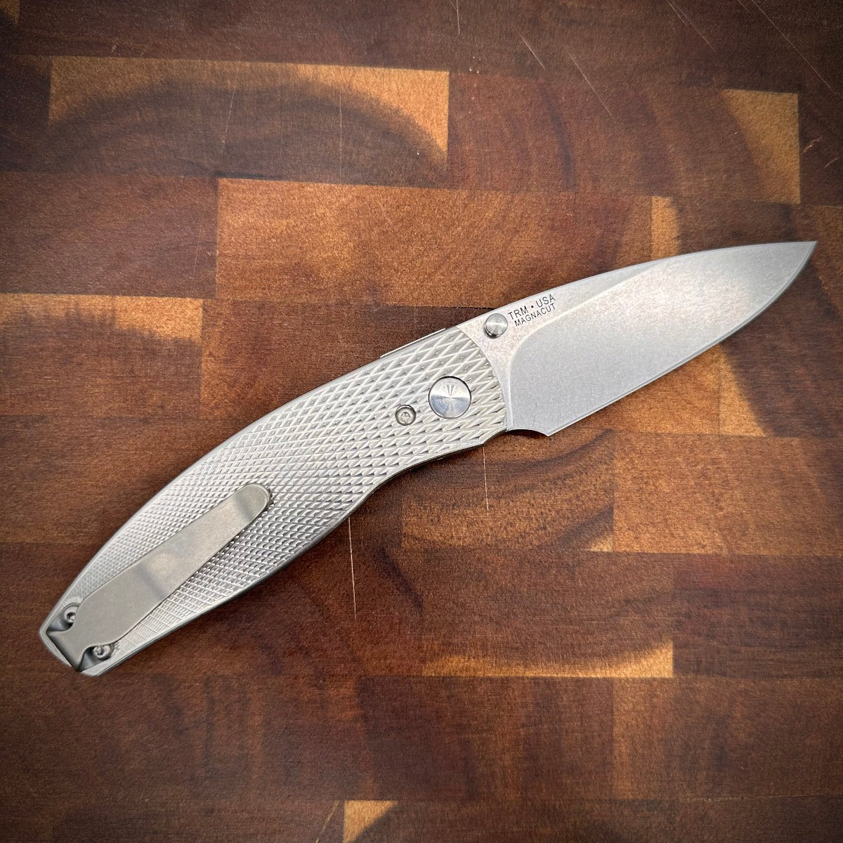 Three Rivers Mfg Neutron 2 3in Magnacut Blade Titanium 3D Contoured Textured Scales