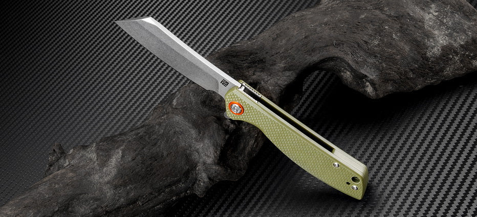 Artisan Cutlery Tomahawk Liner Lock Knife Green G-10 Flat (2.36" SW D2)