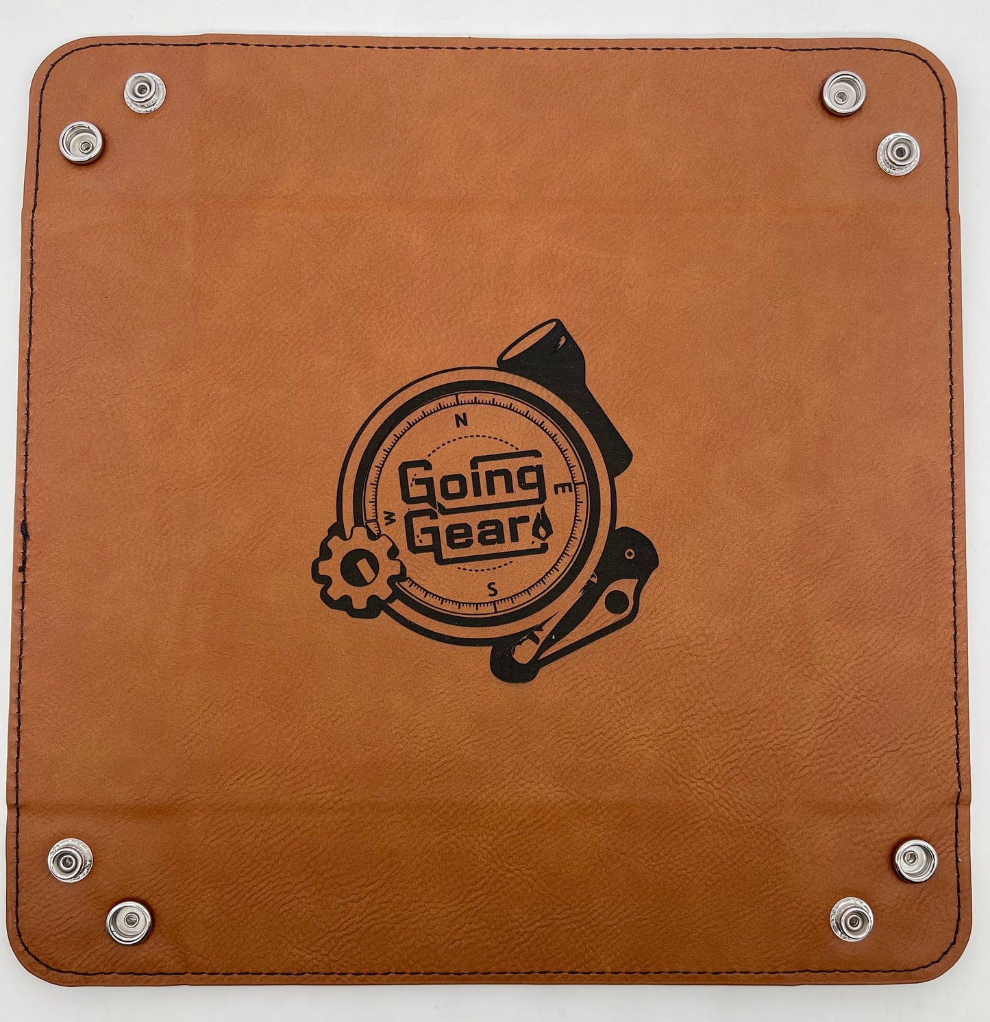 Leather Valet Tray Compass Logo