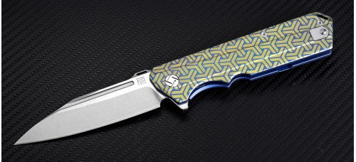 Artisan Cutlery 1703G-BU02 Folding Knife Titanium Handles 3.94" Blade S35VN