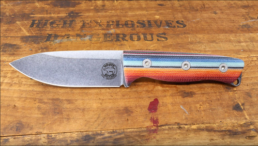 White River Knife & Tool Ursus Cub 3.5in Magnacut Blade G.L. Hanson Mexican Blanket Micarta Handles
