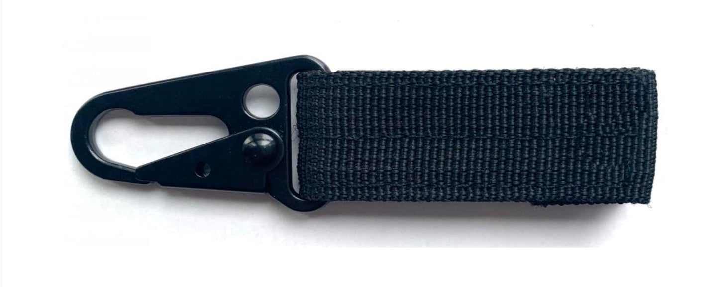 EDC Keychain Clip w/ Black Adjustable / Removable Webbing