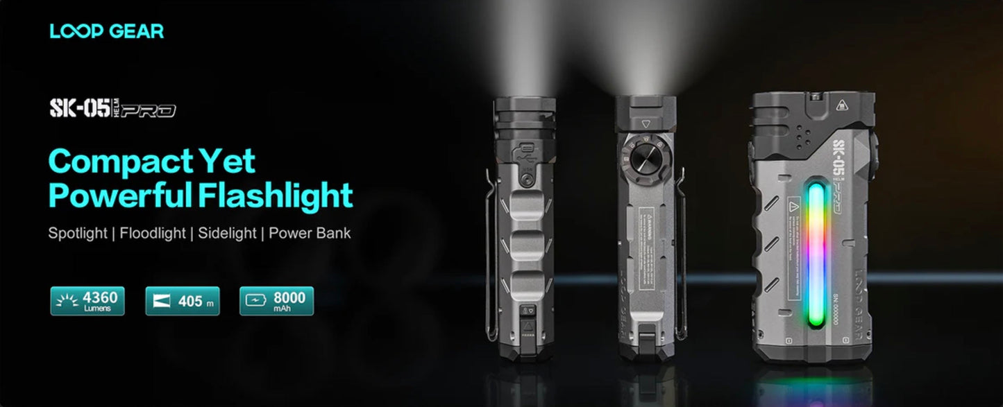 Loop Gear SK05 PRO 4360 Lumen Compact Rechargeable LED Flashlight