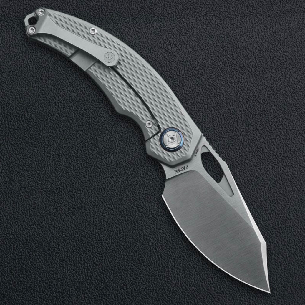 Kunwu Padre K706T-2, 3.35″ Satin Vanax Blade, Diamond Textured Titanium, Frame Lock, view 2
