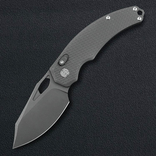 Kunwu X-Padre X706T-1S, 3.35″ Stonewash ELMAX Blade, Diamond Texture Titanium, Frame Lock