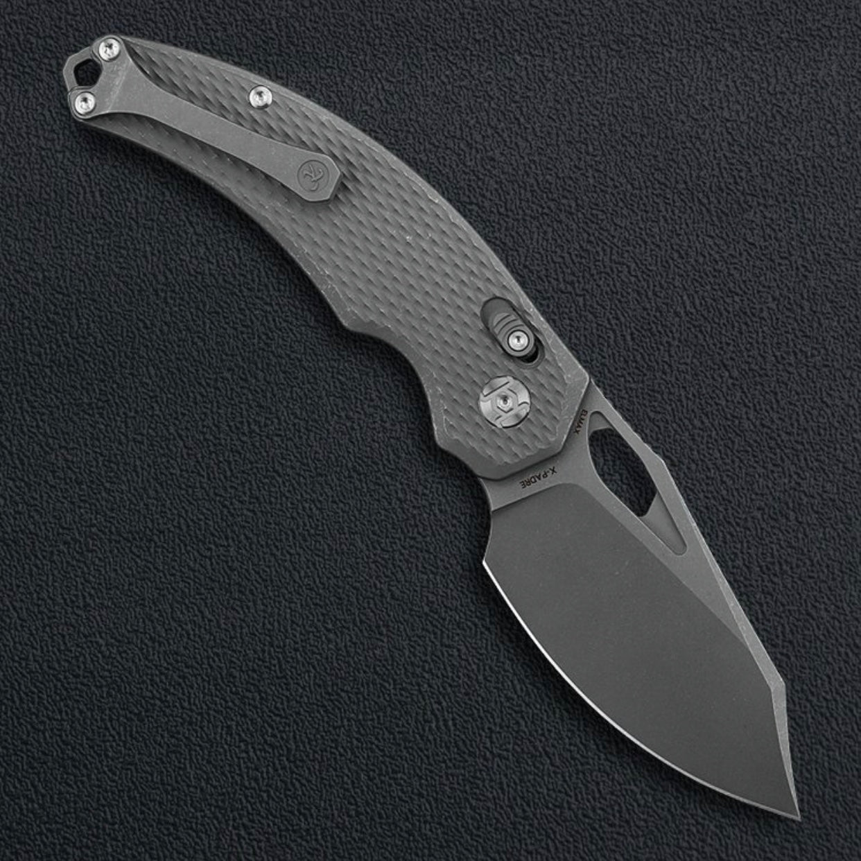 Kunwu X-Padre X706T-1S, 3.35″ Stonewash ELMAX Blade, Diamond Texture Titanium, Frame Lock, view 2