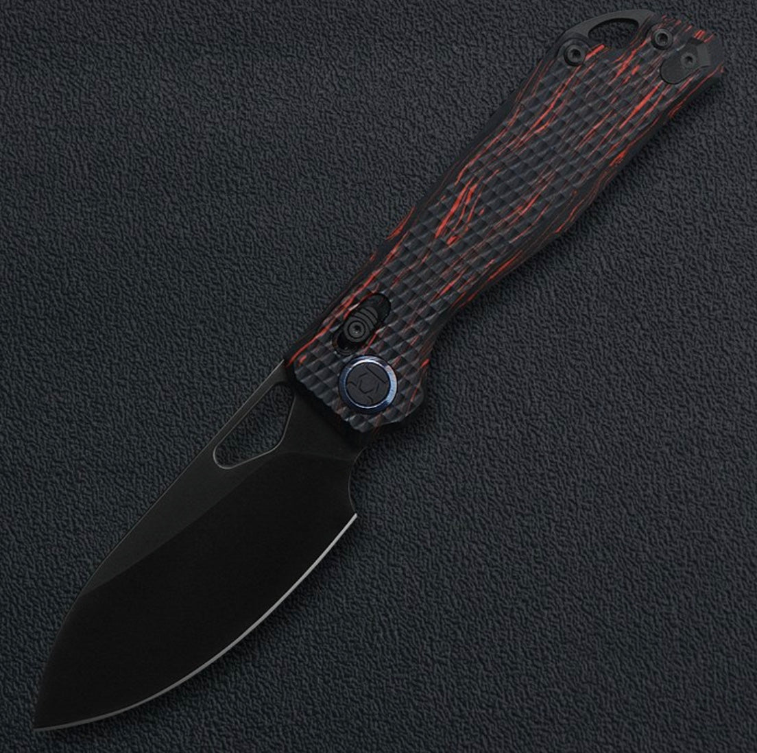 Kunwu Django X707A-1, 3.19″ DLC ELMAX Blade, Red & Black G-Mascus, Frame Lock