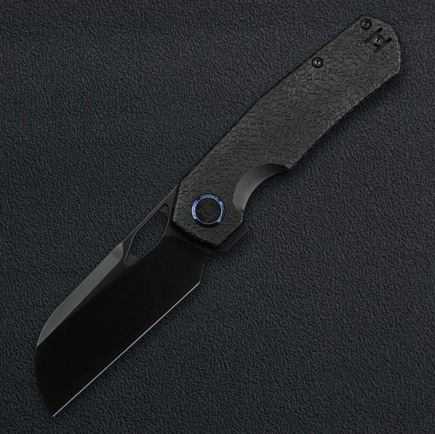 Kunwu S-TAO II S703L-R2, 3.43″ Satin DLC Vanax Blade, Honeydew Textured Titanium, Frame Lock