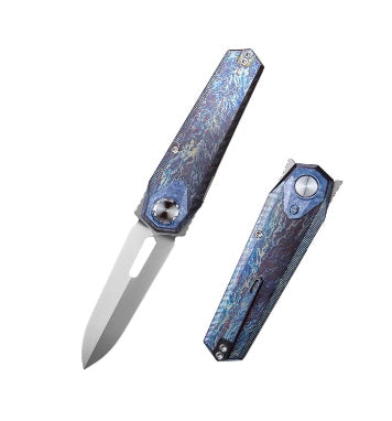 Remette RT-Infinite Power RTIP-M – 3.15" M390 Dagger Blade | Lighting Strike Titanium Handle | Button + Liner Lock