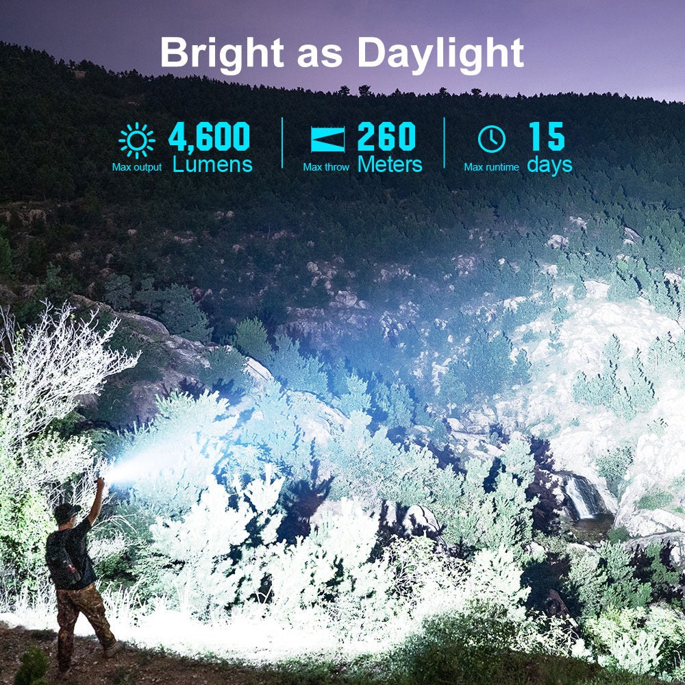 Olight Seeker 4 Pro 4600 Lumen High Power USB-C Rechargeable LED Flashlight - Silver Plated Bronze